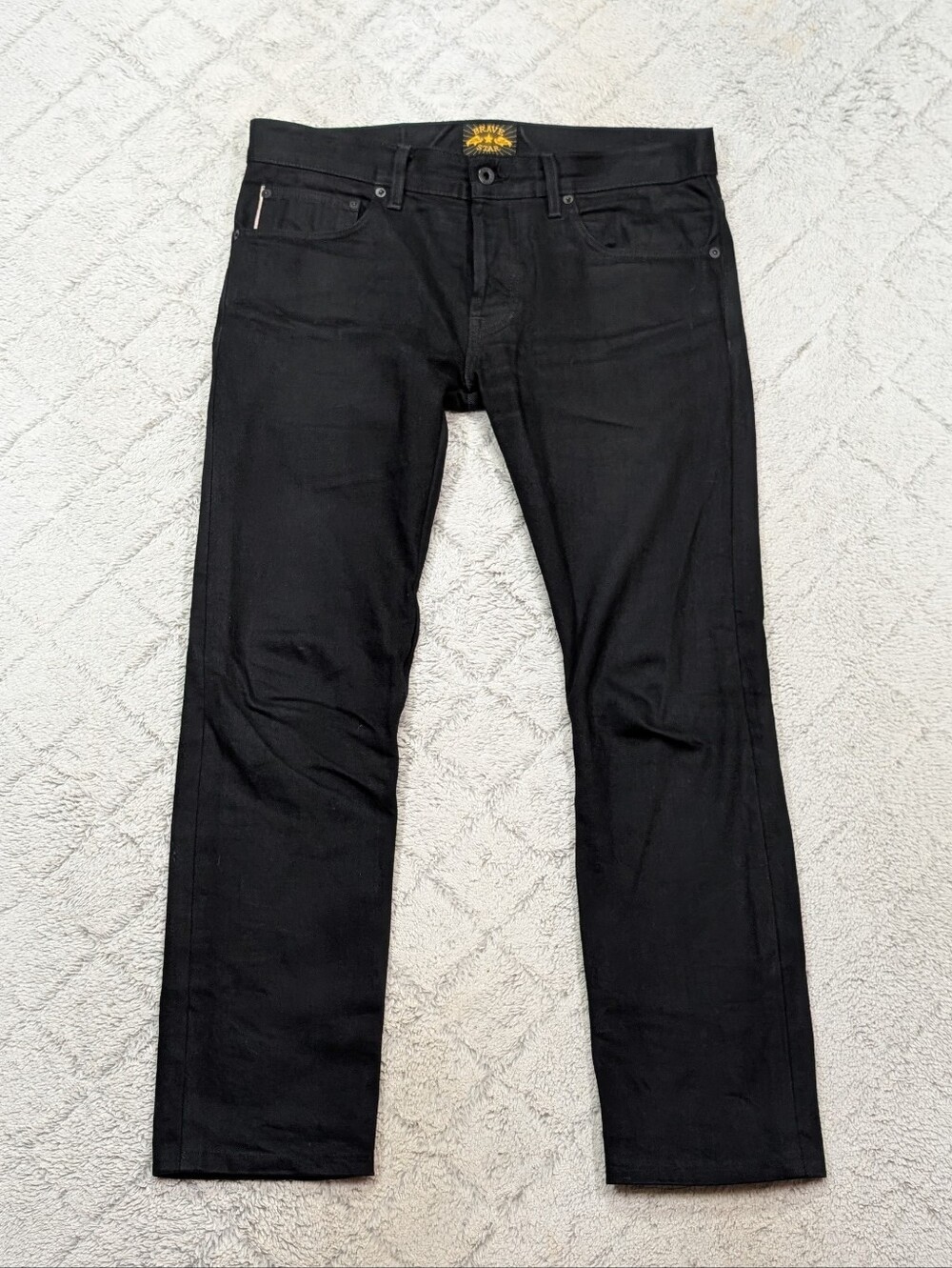 Brave Star Jeans Mens 32x29 Black Onyx Selvedge Slim Straight Cotton Casual USA